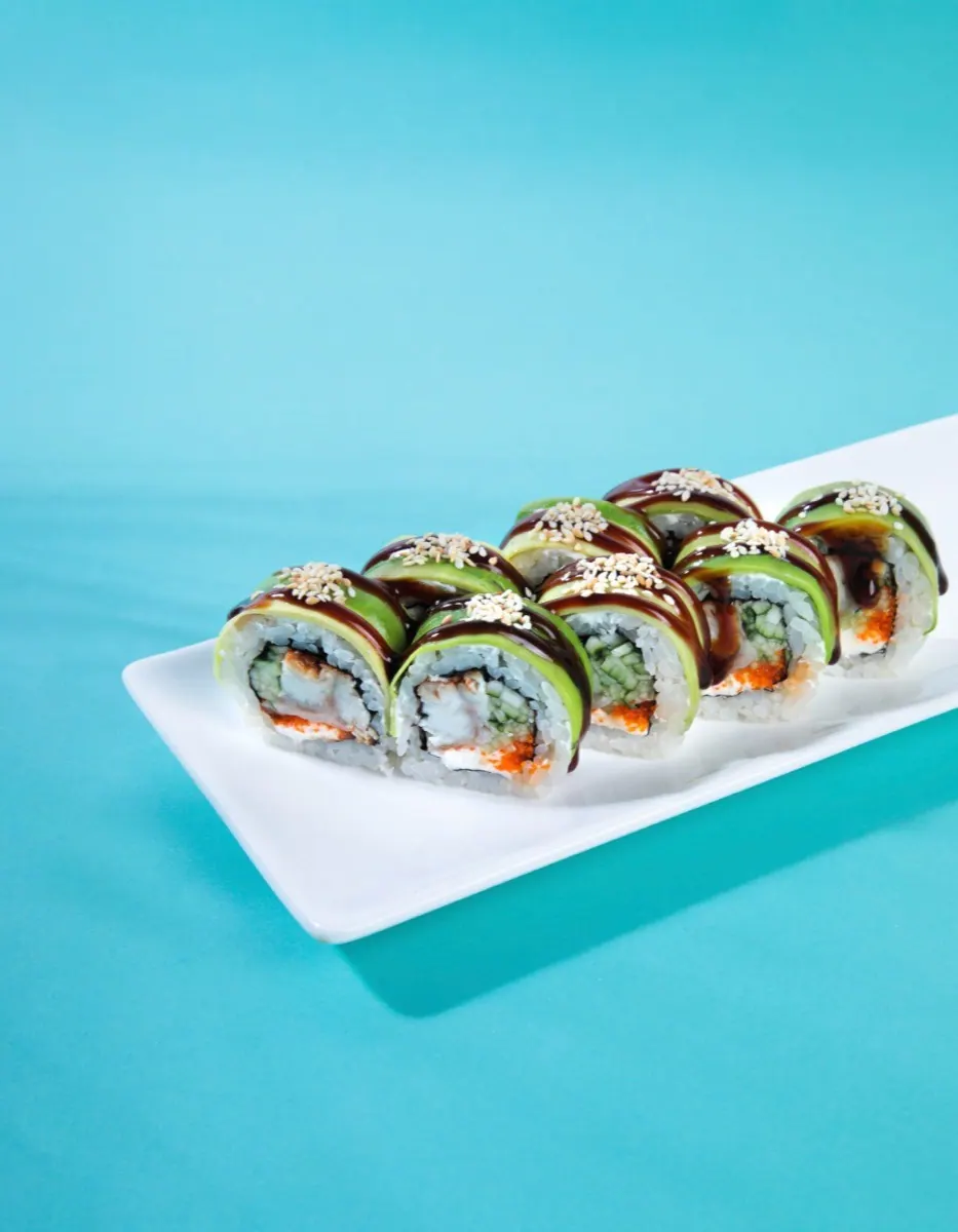Eel in tender avocado